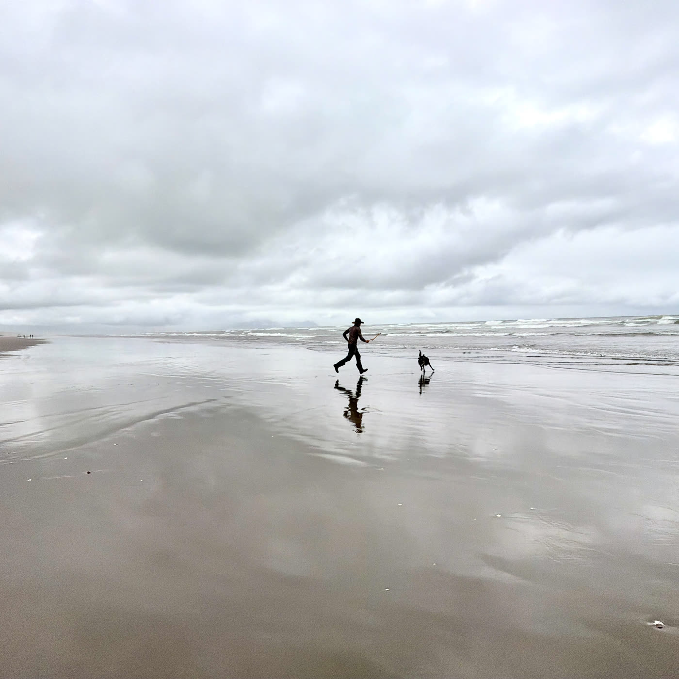 A man and a dog, both convinced they're winning