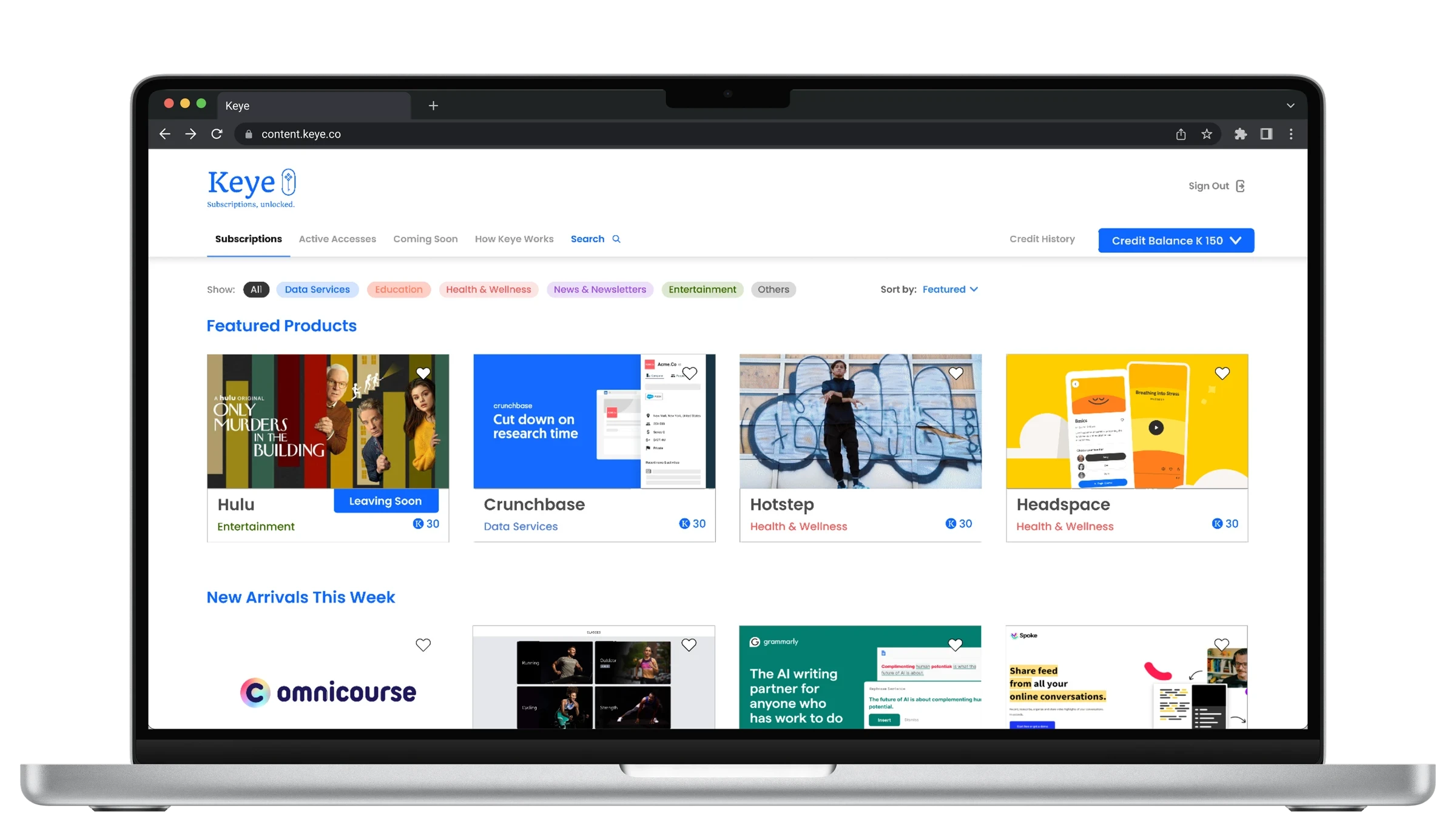 Keye landing page preview
